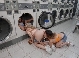 Hot Lesbian Threesome In Laundry