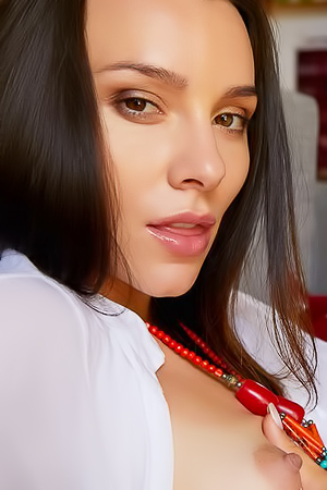 Adel Morel Flirts With Pussy and Silk Blanket